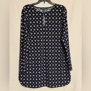 Lauren Ralph Lauren Black and White Patterned Tunic Size Medium